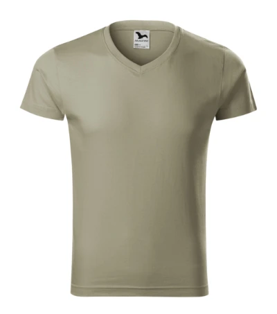 Slim Fit V-neck Póló férfi világos khaki 