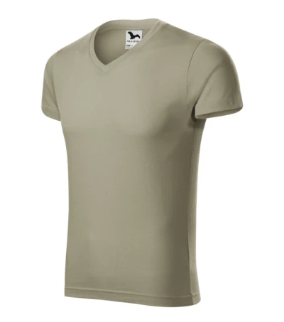 Slim Fit V-neck Póló férfi világos khaki 
