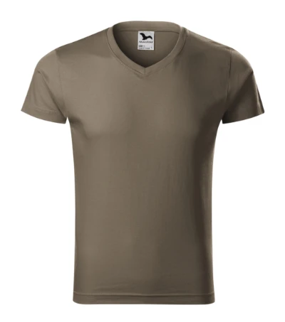 Slim Fit V-neck Póló férfi army 