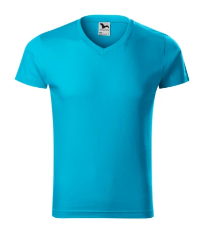 Slim Fit V-neck Póló férfi türkiz 