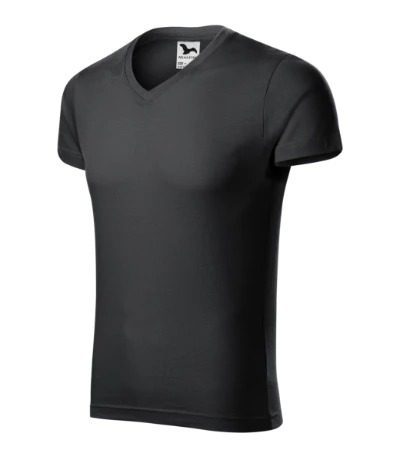 Slim Fit V-neck Póló férfi ébenszürke 