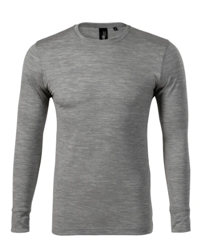 Merino Rise LS Póló férfi sötétszürke melírozott 