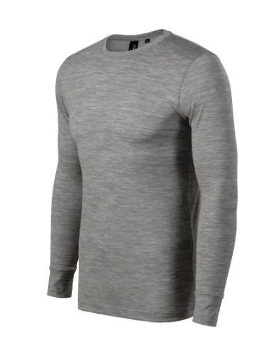 Merino Rise LS Póló férfi sötétszürke melírozott 