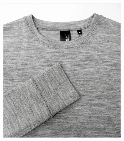 Merino Rise LS Póló férfi sötétszürke melírozott 