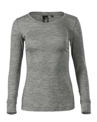 Merino Rise LS Póló női sötétszürke melírozott 