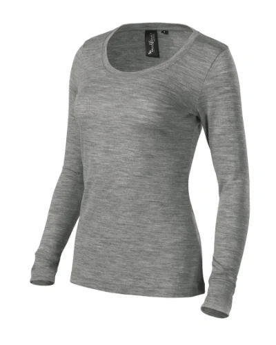 Merino Rise LS Póló női sötétszürke melírozott 