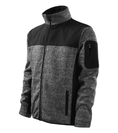 Casual Softshell kabát férfi kötött melanzs szürke 