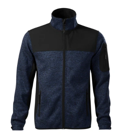 Casual Softshell kabát férfi kötött melanzs kék 
