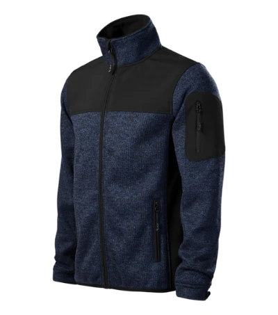 Casual Softshell kabát férfi kötött melanzs kék 