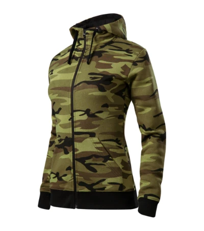 Camo Zipper Felső női zöld terepszín 
