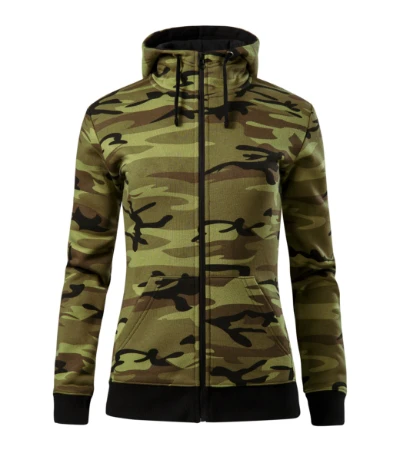 Camo Zipper Felső női zöld terepszín 