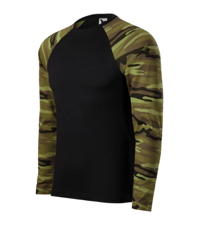 Camouflage LS Póló unisex zöld terepszín 