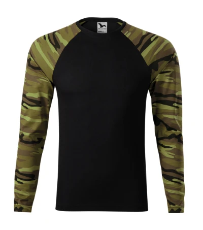 Camouflage LS Póló unisex zöld terepszín 