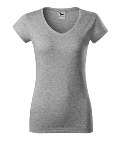 Fit V-neck Póló női sötétszürke melírozott 