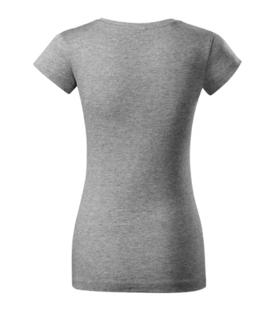 Fit V-neck Póló női sötétszürke melírozott 