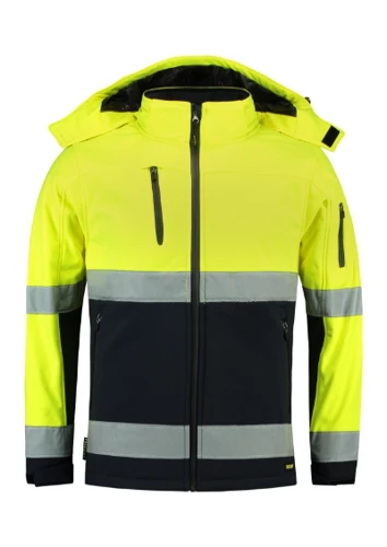 Bi-color EN ISO 20471 Softshell Softshell kabát unisex fluoreszkáló sárga 