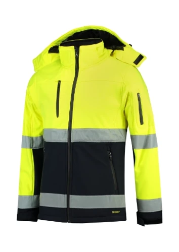 Bi-color EN ISO 20471 Softshell Softshell kabát unisex fluoreszkáló sárga 