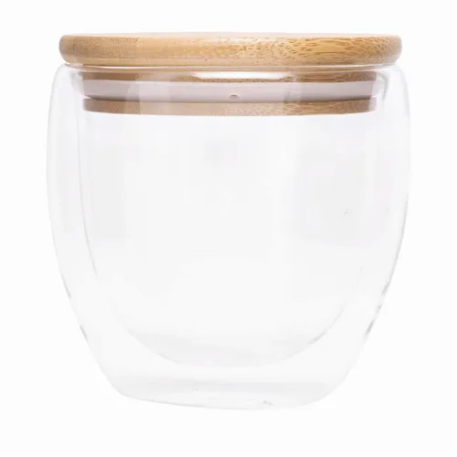 BAMBOO ART S - duplafalú üvegpohár, kapacitása kb. 250 ml