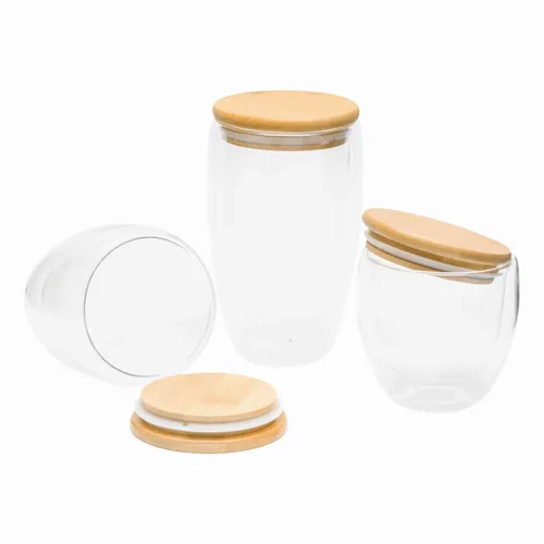 BAMBOO ART S - duplafalú üvegpohár, kapacitása kb. 250 ml