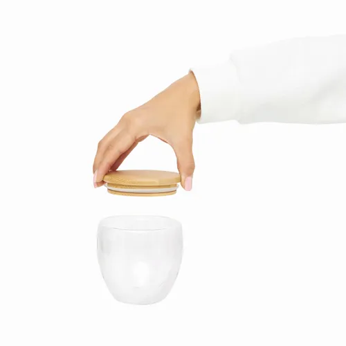 BAMBOO ART S - duplafalú üvegpohár, kapacitása kb. 250 ml