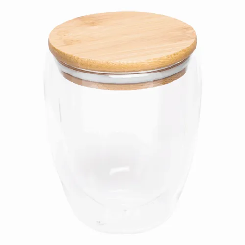 BAMBOO ART M - duplafalú üvegpohár, kapacitása kb. 350 ml