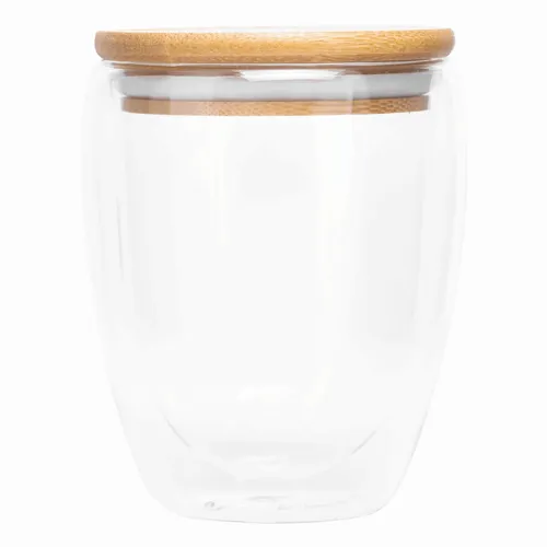 BAMBOO ART M - duplafalú üvegpohár, kapacitása kb. 350 ml  