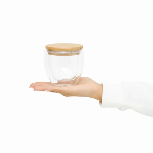 BAMBOO ART S - duplafalú üvegpohár, kapacitása kb. 250 ml  