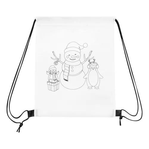 COLOURFUL SNOWMAN - kiszínezhető zsinóros tornazsák  
