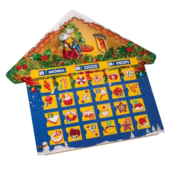 Egyedi formájú adventi naptár reklámcsoki  