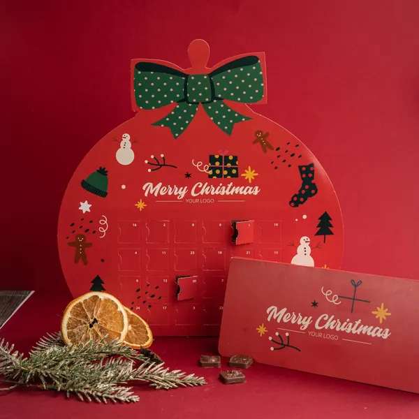 Egyedi formájú adventi naptár reklámcsoki  