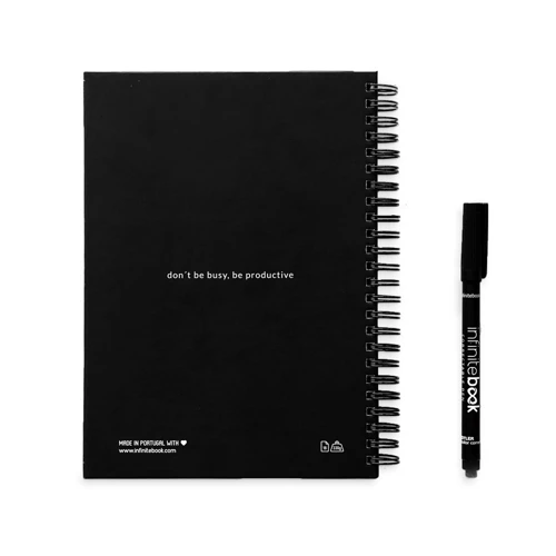 STARTER KIT INFINITE PLANNER A5. A készlet tartalmaz egy „végtelen naplót”, tisztító készletet, markert és markertartót