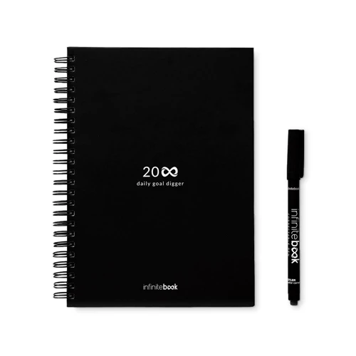 STARTER KIT INFINITE PLANNER A5. A készlet tartalmaz egy „végtelen naplót”, tisztító készletet, markert és markertartót
