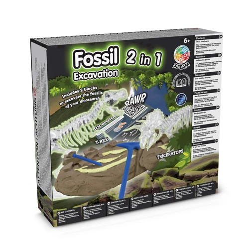 2 in 1 Fossil Excavation Kit I. Oktatási játék gyerekeknek Vegyes színek 