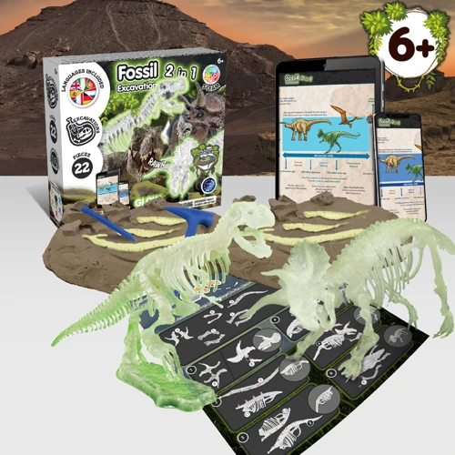 2 in 1 Fossil Excavation Kit I. Oktatási játék gyerekeknek Vegyes színek 