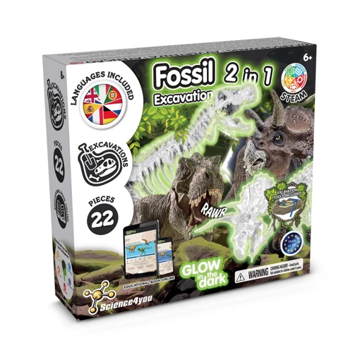 2 in 1 Fossil Excavation Kit I. Oktatási játék gyerekeknek Vegyes színek 