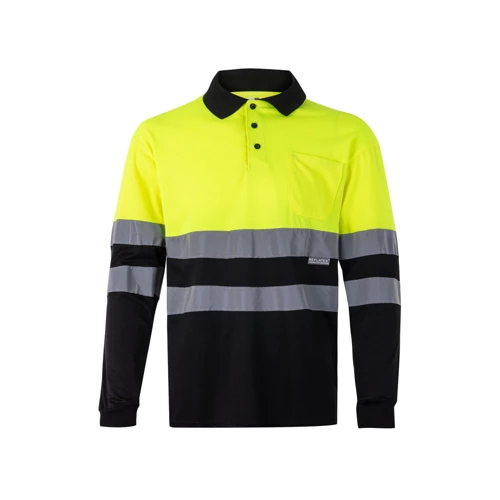 VL VULCAN. Kétszínű bird-eye póló (160g/m²), hosszú ujjú, poliészterből (100%)