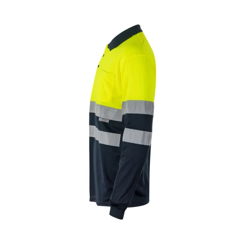 VL VULCAN. Kétszínű bird-eye póló (160g/m²), hosszú ujjú, poliészterből (100%)