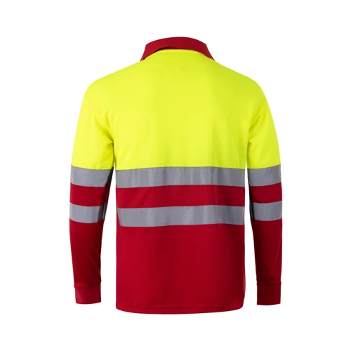 VL VULCAN. Kétszínű bird-eye póló (160g/m²), hosszú ujjú, poliészterből (100%)