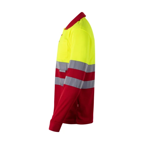 VL VULCAN. Kétszínű bird-eye póló (160g/m²), hosszú ujjú, poliészterből (100%)