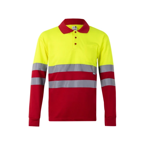 VL VULCAN. Kétszínű bird-eye póló (160g/m²), hosszú ujjú, poliészterből (100%)