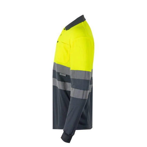 VL VULCAN. Kétszínű bird-eye póló (160g/m²), hosszú ujjú, poliészterből (100%)