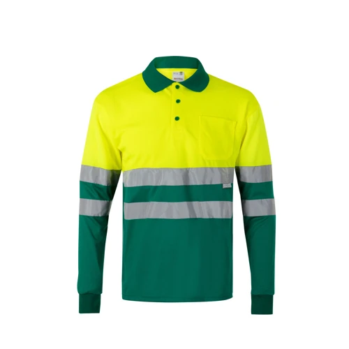 VL VULCAN. Kétszínű bird-eye póló (160g/m²), hosszú ujjú, poliészterből (100%)
