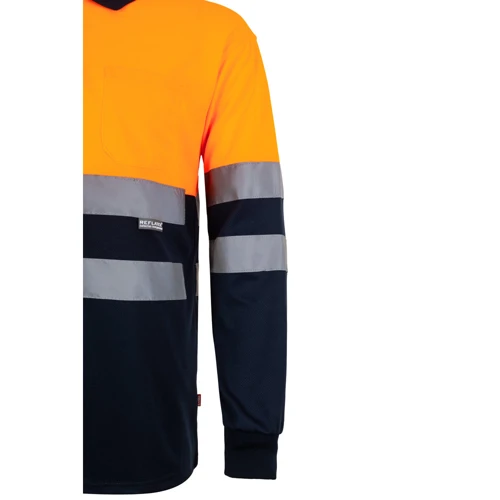 VL VULCAN. Kétszínű bird-eye póló (160g/m²), hosszú ujjú, poliészterből (100%)