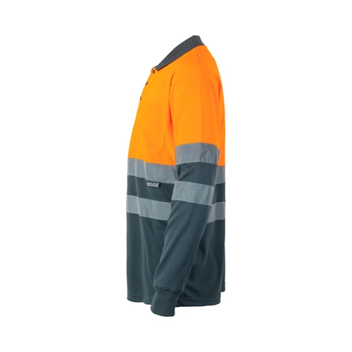 VL VULCAN. Kétszínű bird-eye póló (160g/m²), hosszú ujjú, poliészterből (100%)