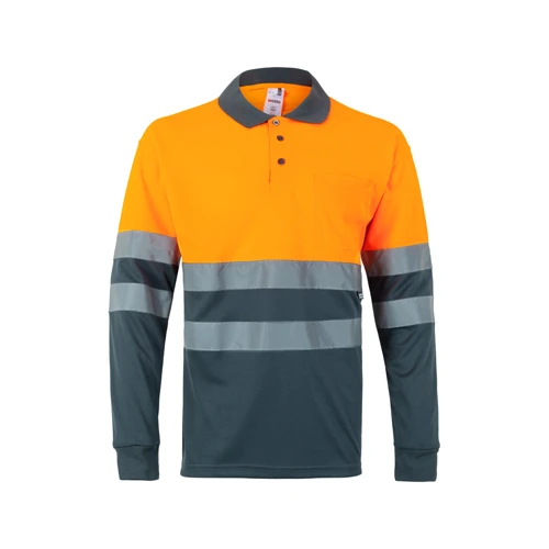 VL VULCAN. Kétszínű bird-eye póló (160g/m²), hosszú ujjú, poliészterből (100%)