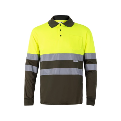 VL VULCAN. Kétszínű bird-eye póló (160g/m²), hosszú ujjú, poliészterből (100%)