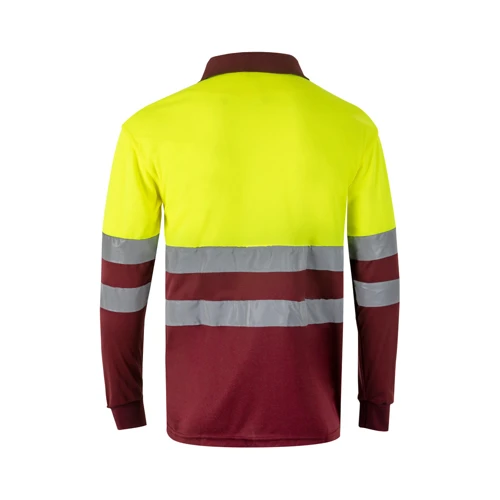 VL VULCAN. Kétszínű bird-eye póló (160g/m²), hosszú ujjú, poliészterből (100%)