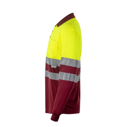 VL VULCAN. Kétszínű bird-eye póló (160g/m²), hosszú ujjú, poliészterből (100%)