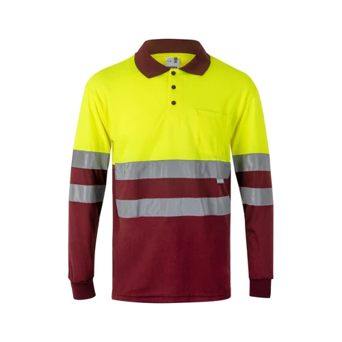 VL VULCAN. Kétszínű bird-eye póló (160g/m²), hosszú ujjú, poliészterből (100%)