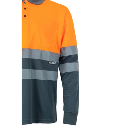 VL VULCAN LARGE. Kétszínű, bird-eye pólóing (160g/m²) hosszú ujjal, poliészterből (100%)